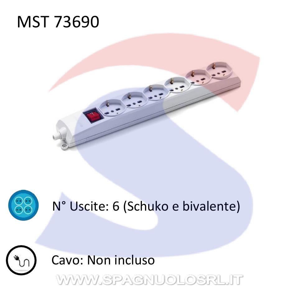 Multipresa 6 uscite Schuko e bivalenti, senza cavo - MASTER 73690