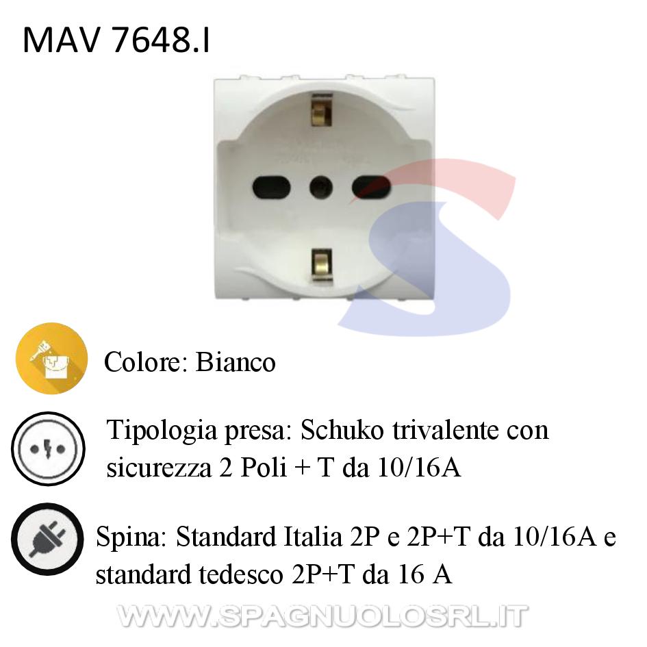 Presa Schuko bivalente con sicurezza serie "Aqua", Bianco - MARLANVIL 7648.I