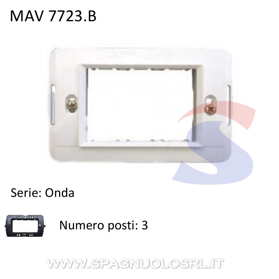 Supporto Marlanvil 3 moduli con viti serie "Onda", Bianco - MARLANVIL 7723.B