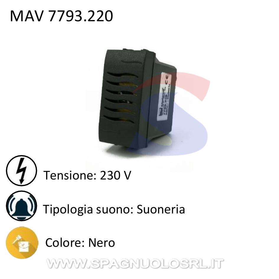Suoneria serie "Onda" 230 V, Nero - MARLANVIL 7793.220