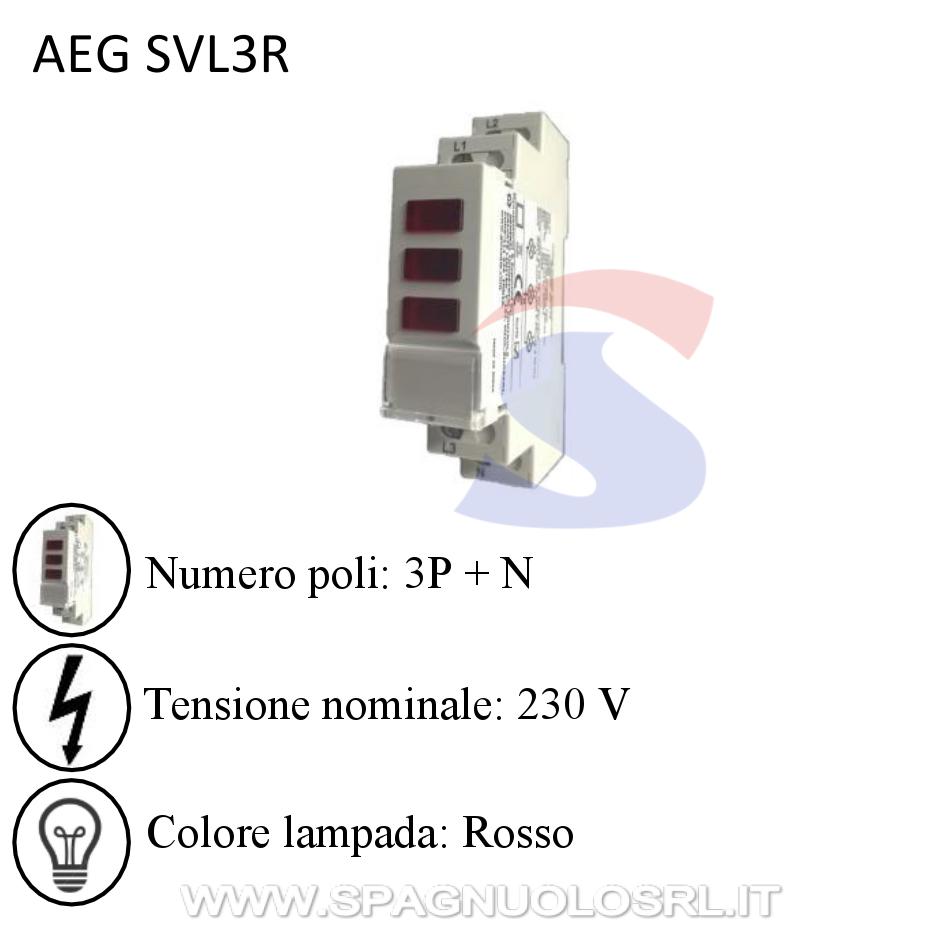 Lampada di presenza tensione 3 led rossi 3P+N 230 V - AEG SVL3R