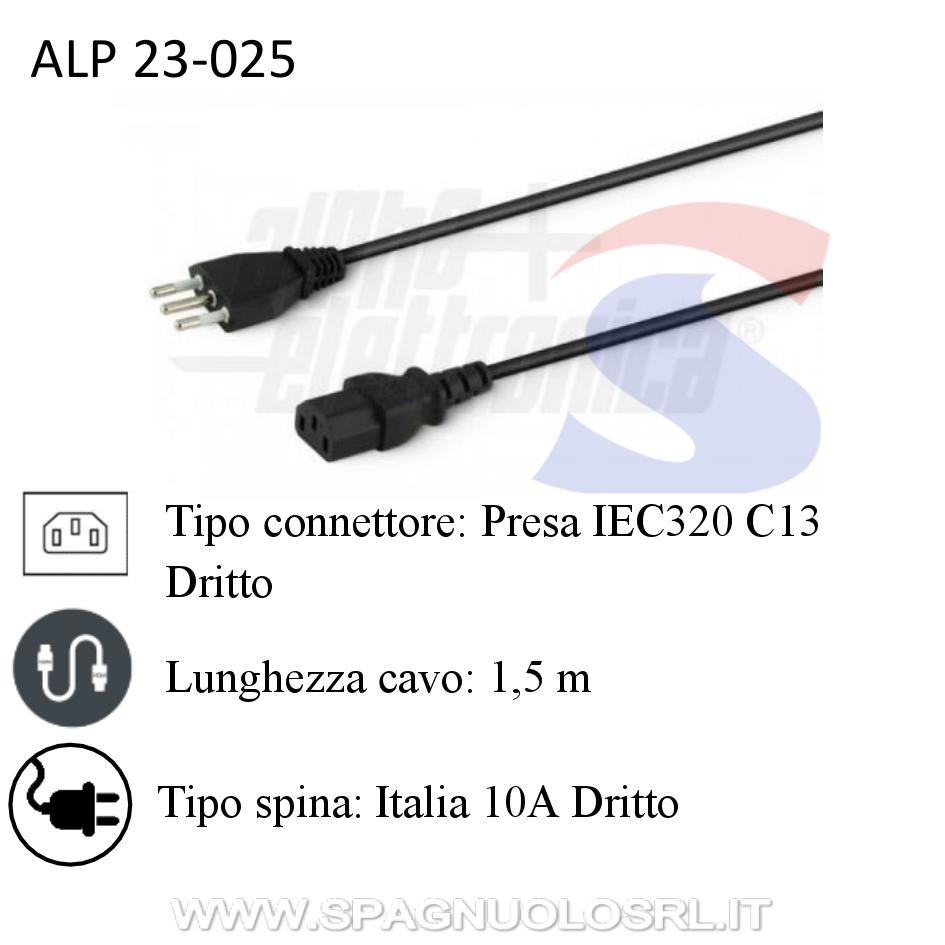 Cavo di alimentazione per computer con presa C13, 1,5 m - ALPHA ELETTRONICA 23-025