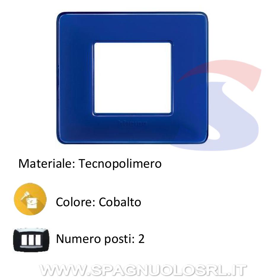 Placca quadrata 2 posti colore Cobalto serie Matix - BTICINO AM4802CBU