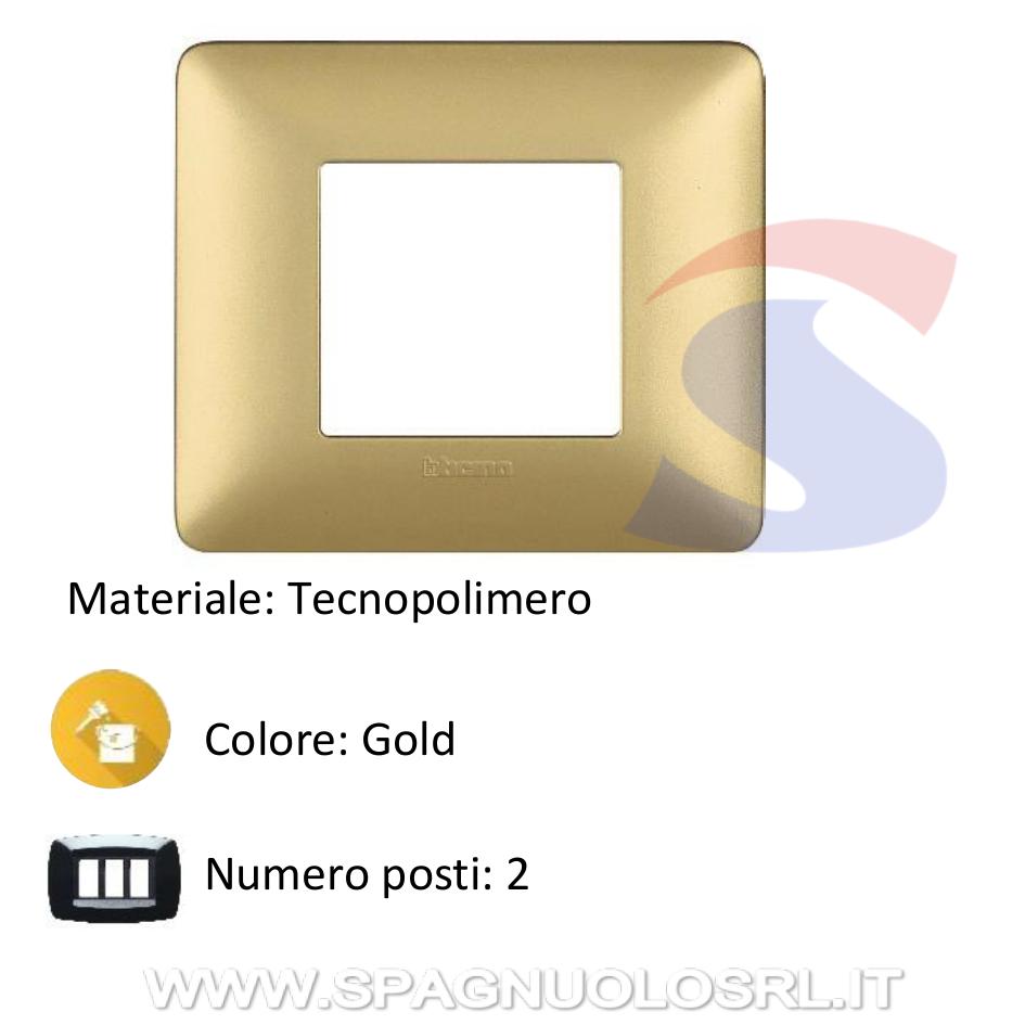 Placca quadrata 2 posti colore Gold serie Matix - BTICINO AM4802MGL