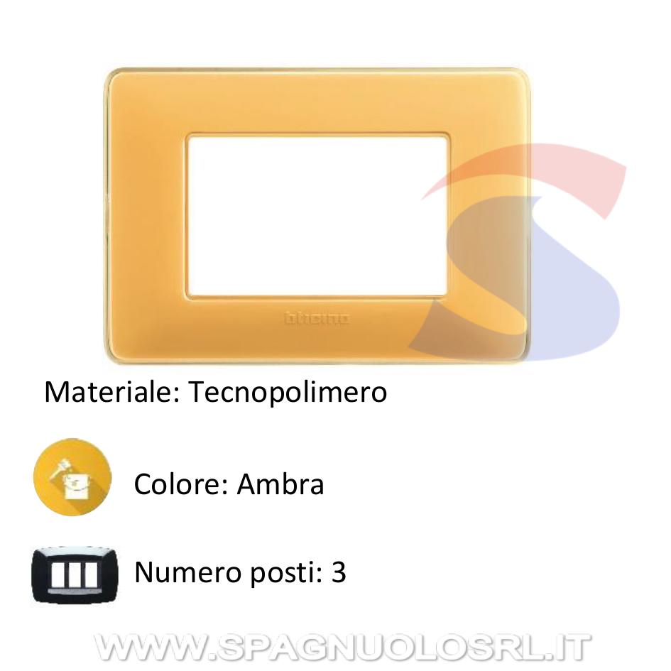 Placca rettangolare 3 posti colore Ambra serie Matix - BTICINO AM4803CAB