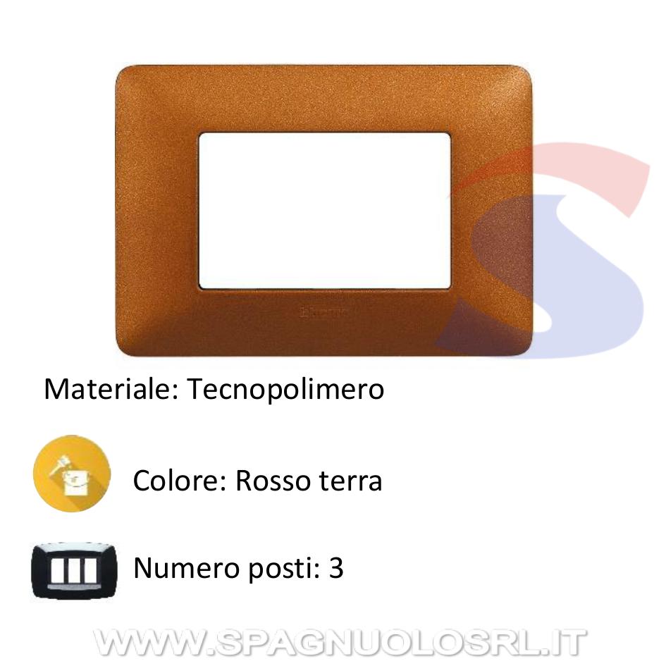 Placca rettangolare 3 posti colore Rosso terra serie Matix - BTICINO AM4803TRT