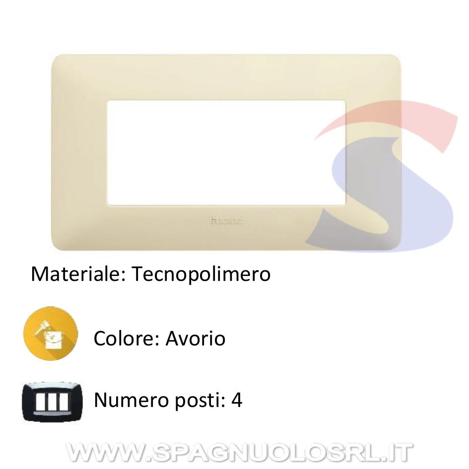 Placca rettangolare 4 posti colore Avorio serie Matix - BTICINO AM4804BAV
