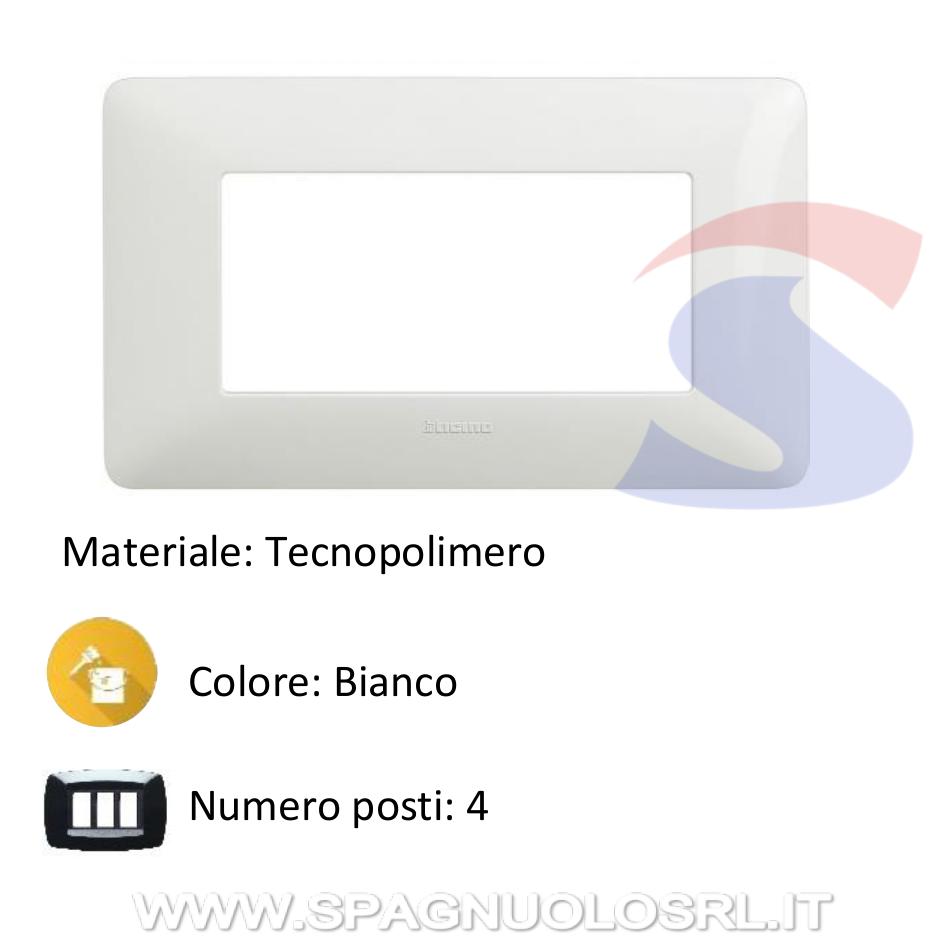 Placca rettangolare 4 posti colore Bianco serie Matix - BTICINO AM4804BBN