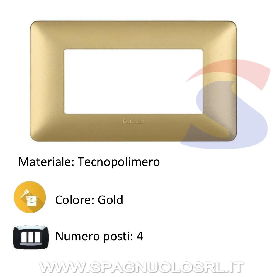Placca rettangolare 4 posti colore Gold serie Matix - BTICINO AM4804MGL