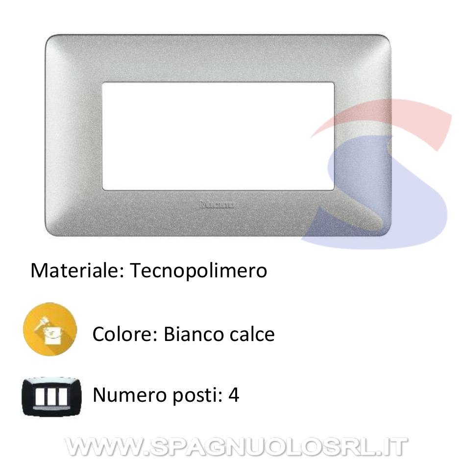 Placca rettangolare 4 posti colore Bianco calce serie Matix - BTICINO AM4804TBC