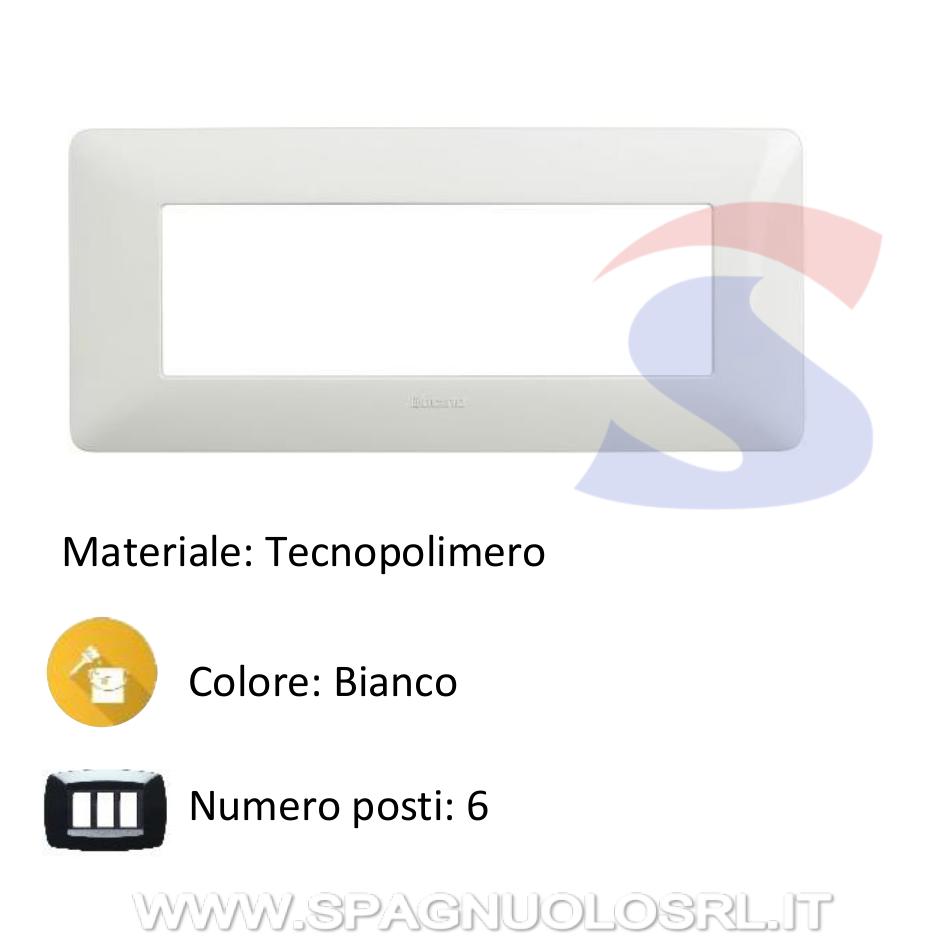 Placca rettangolare 6 posti colore Bianco serie Matix - BTICINO AM4806BBN