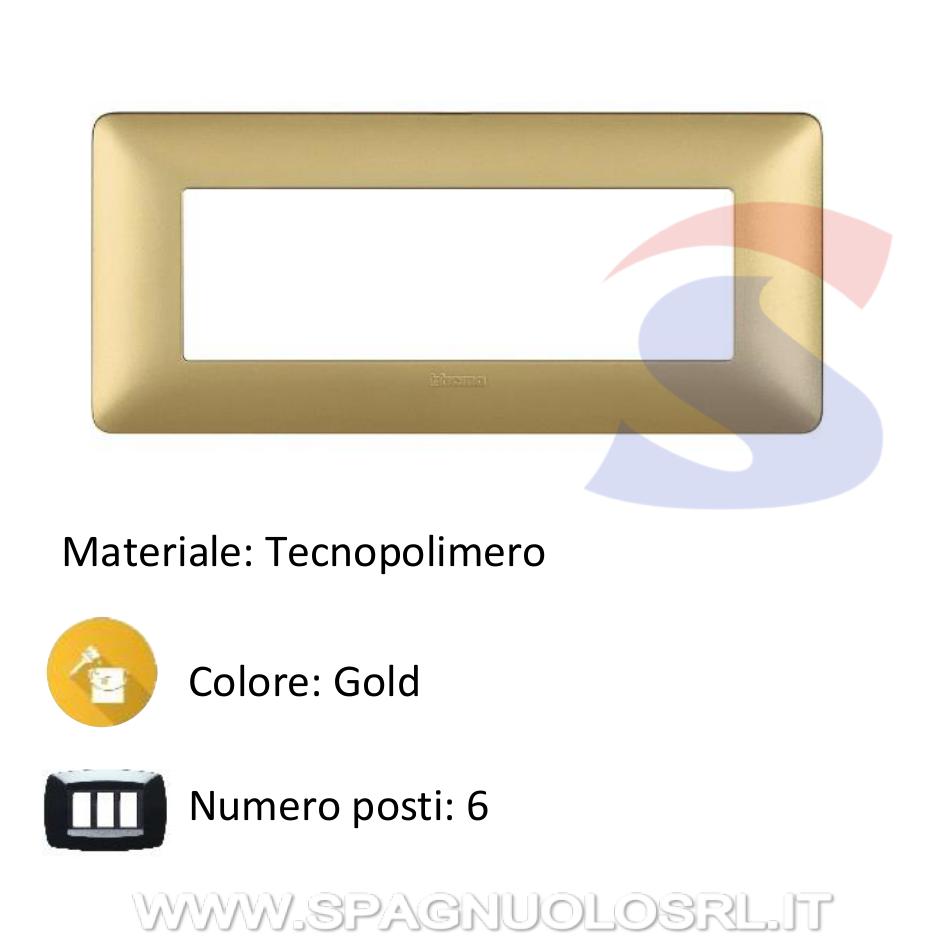 Placca rettangolare 6 posti colore Gold serie Matix - BTICINO AM4806MGL