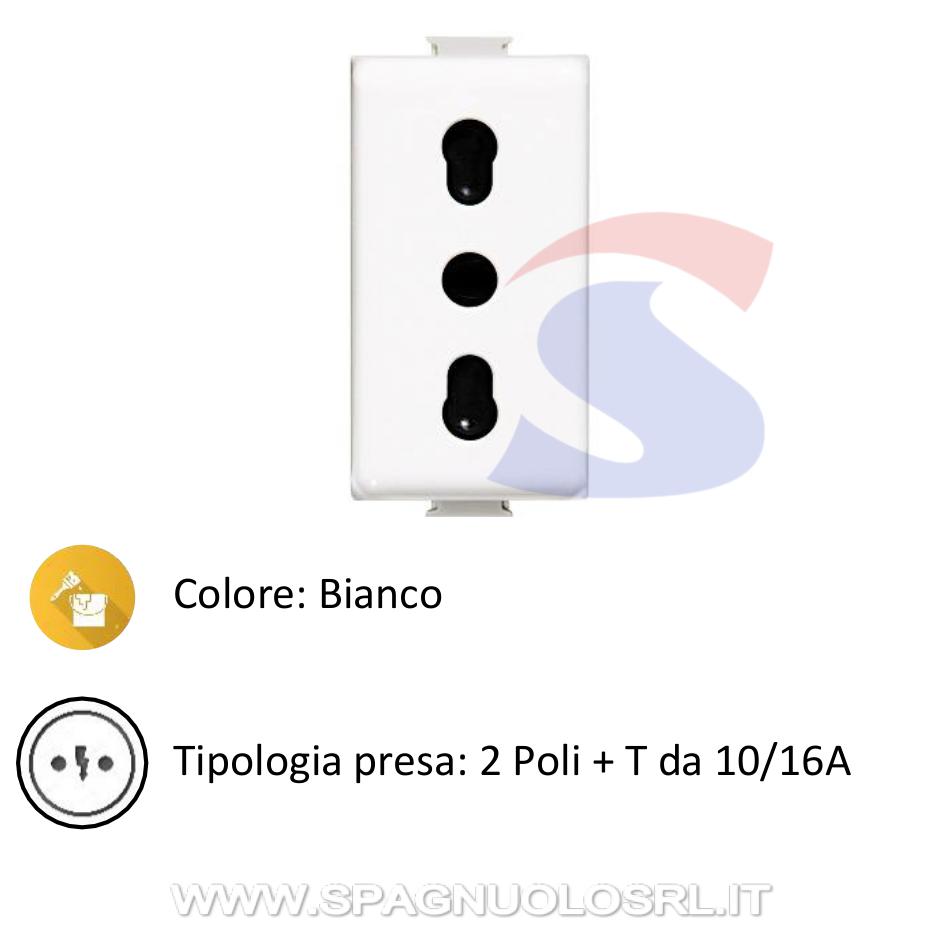 Presa bivalente serie "MATIX" 2P+T da 10/16 A, Bianco - BTICINO AM5180