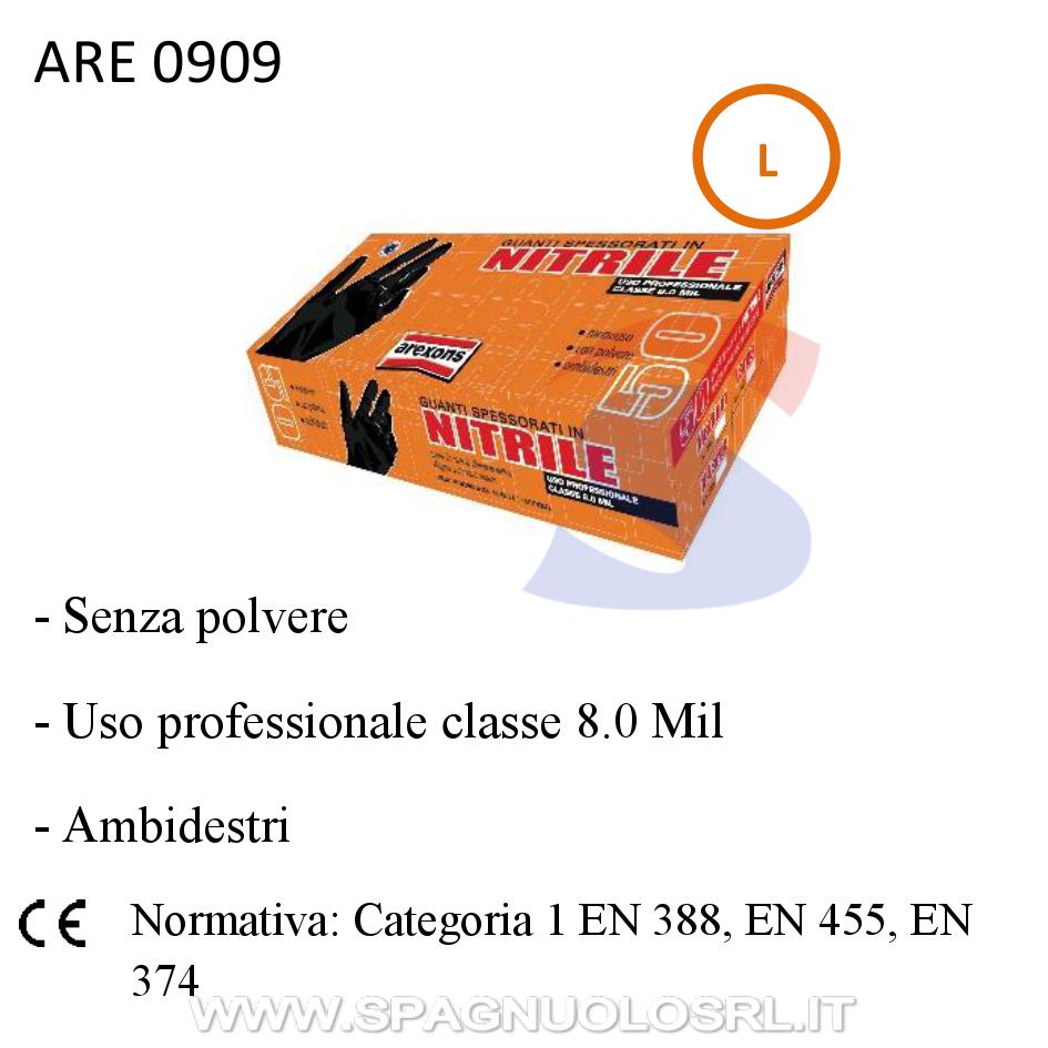 Guanti spessorati in nitrile taglia L, Nero - AREXONS 0909
