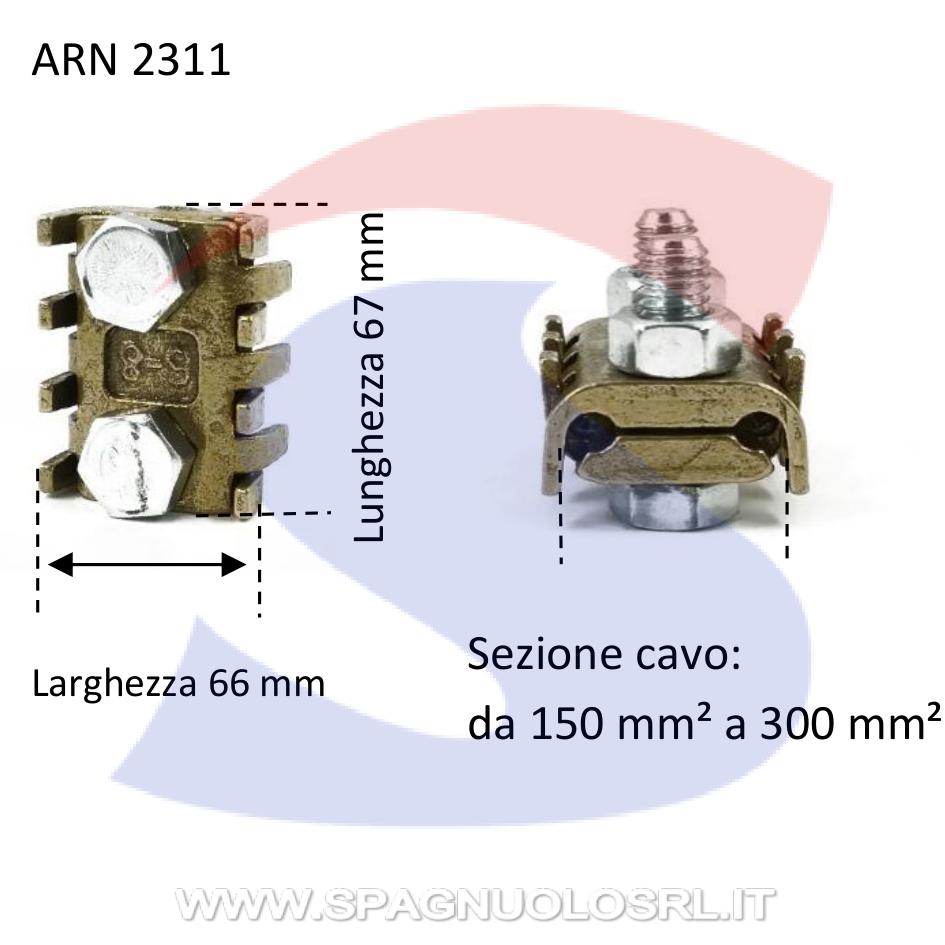 Morsetto universale a pettine 2 bulloni per cavi Ø 16-18 mm - ARNOCANALI 2311