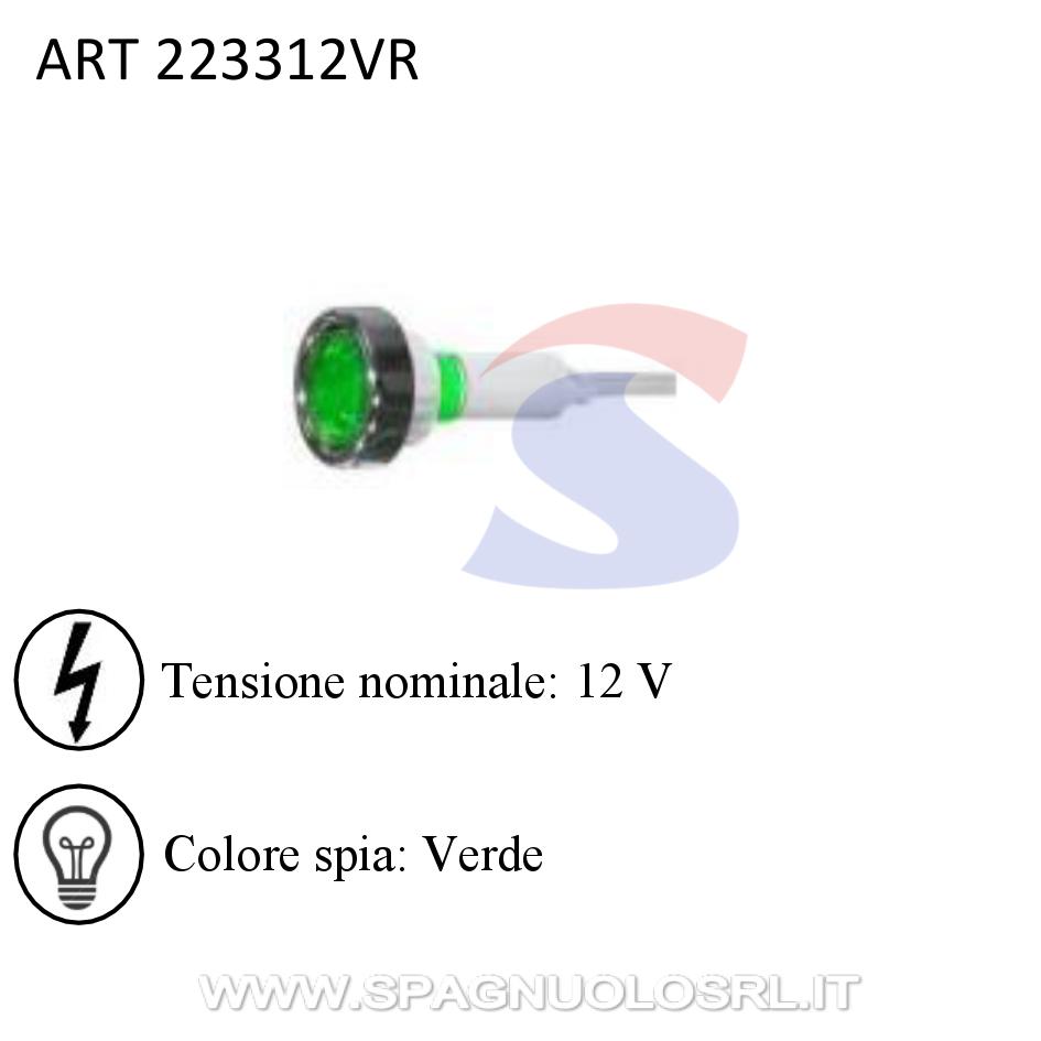 Spia verde da pannello con tensione da 12 V - ARTELETA 223312VR