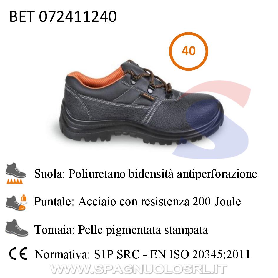 Scarpe in pelle pigmentata stampata S1P Numero 40, Nero - BETA 072411240