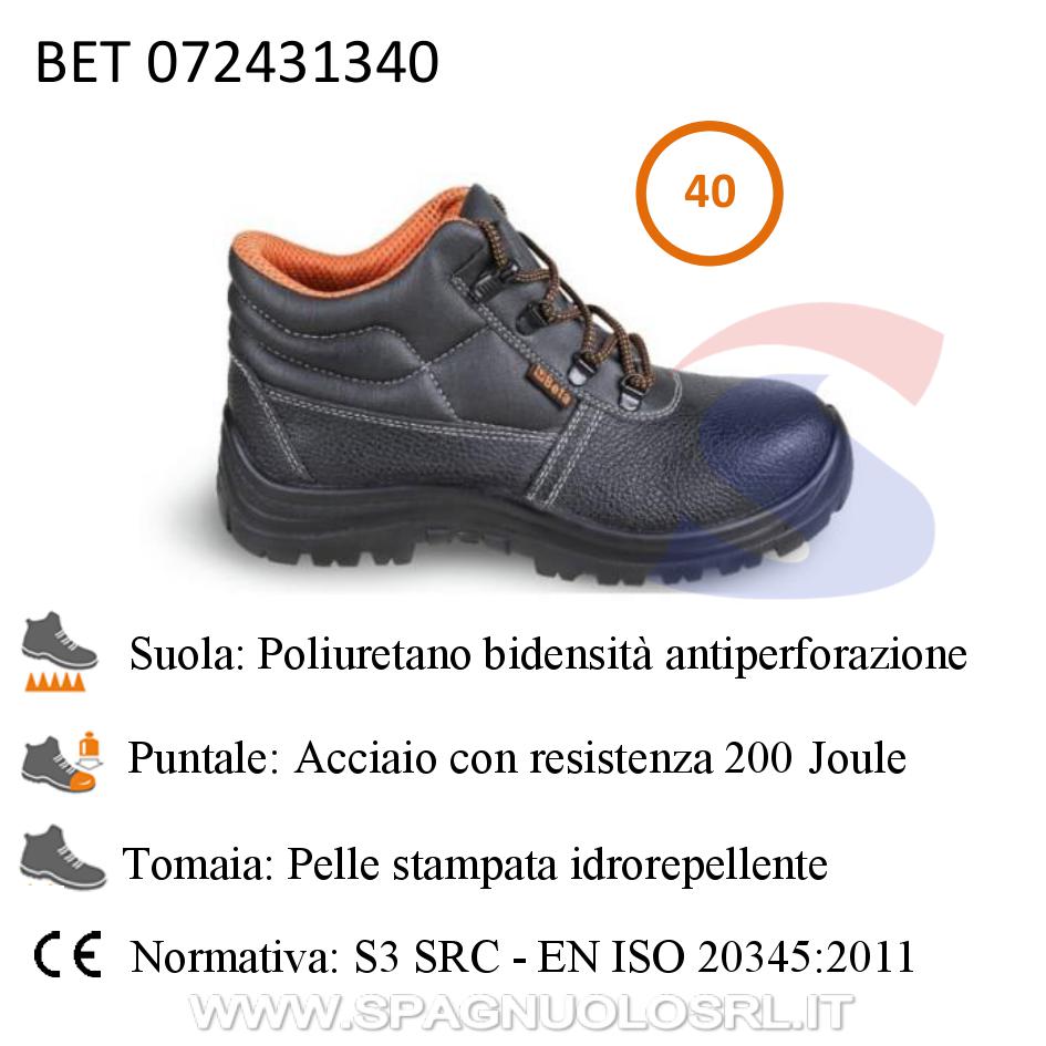 Scarpe alte in pelle stampata idrorepellente S3 N. 40, Nero - BETA 072431340