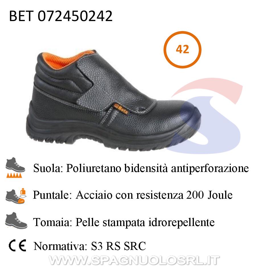 Scarpe alte in pelle stampata idrorepellente S3 N. 42, Nero - BETA 072450242
