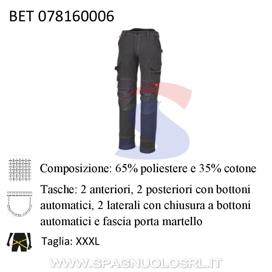Pantalone da lavoro Multitasche Taglia XXXL, Grigio - BETA 078160006