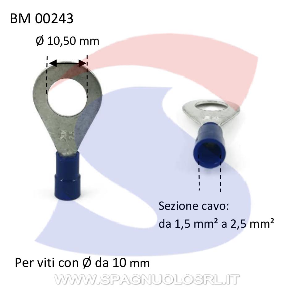 Capocorda ad occhiello preisolato Blu Ø foro di 10,50 mm - BMM 00243