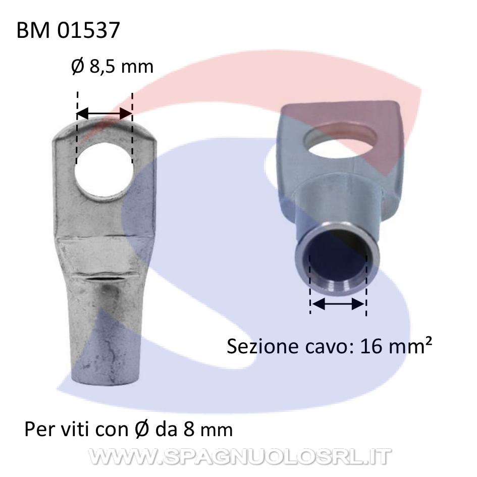 Capocorda ad occhiello nudo in rame con Ø foro di 8,5 mm - BMM 01537