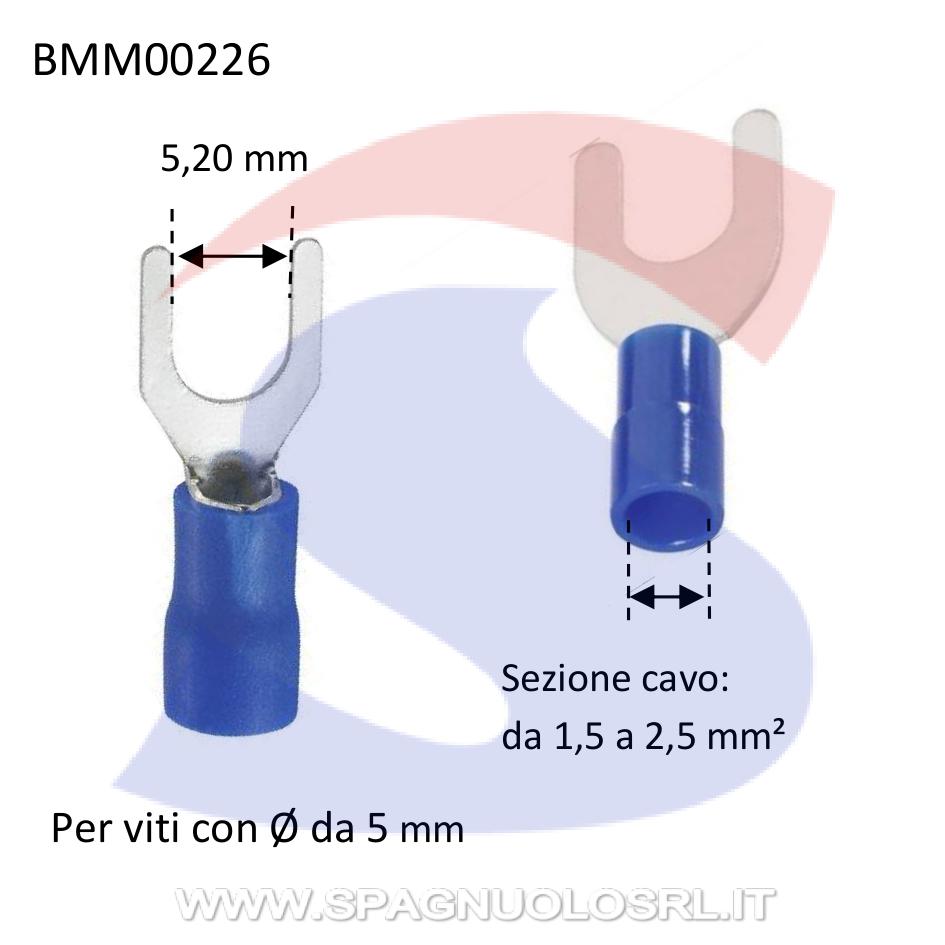 Capocorda preisolato blu con forcella di ampiezza 5,20 mm - BMM 00226