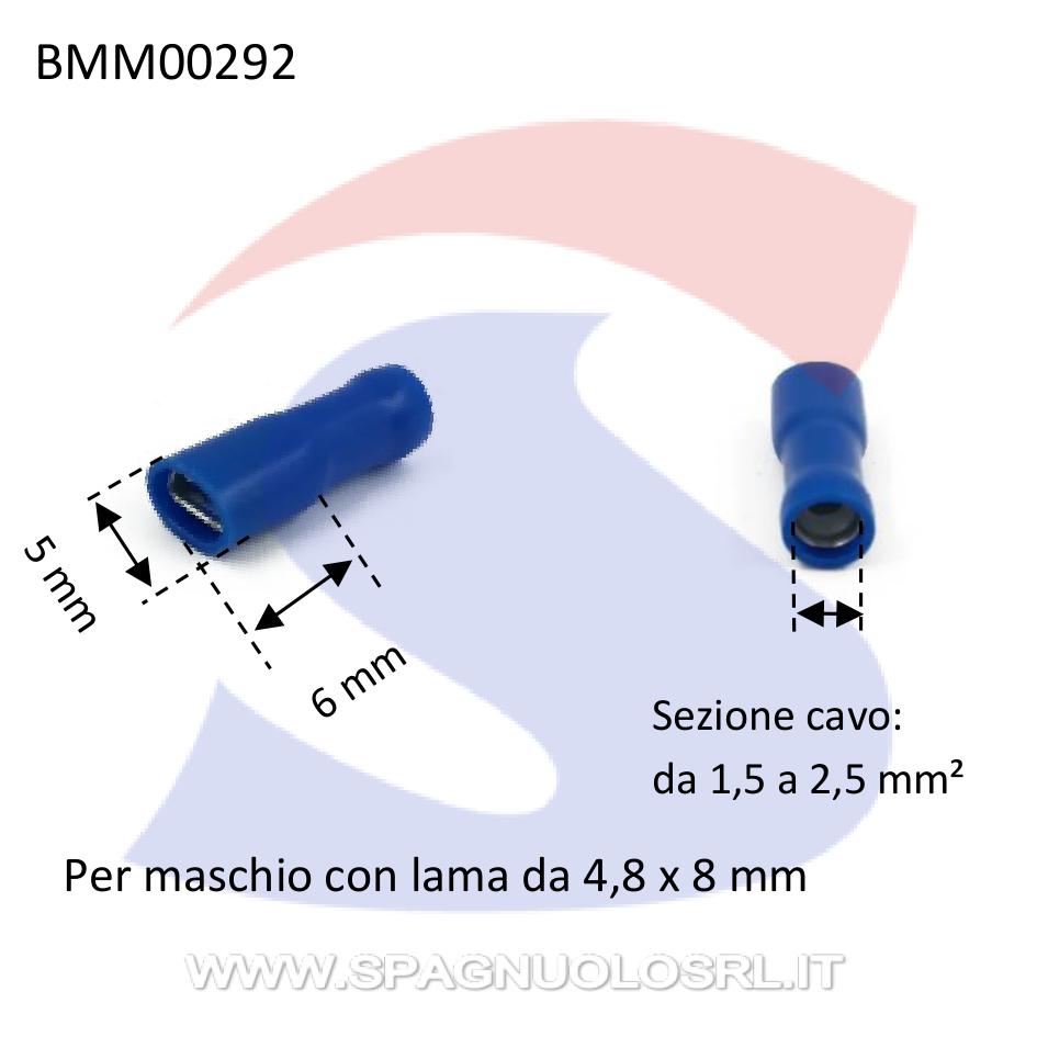 Faston femmina isolato Blu con lama di 5 x 6 mm - BMM 00292
