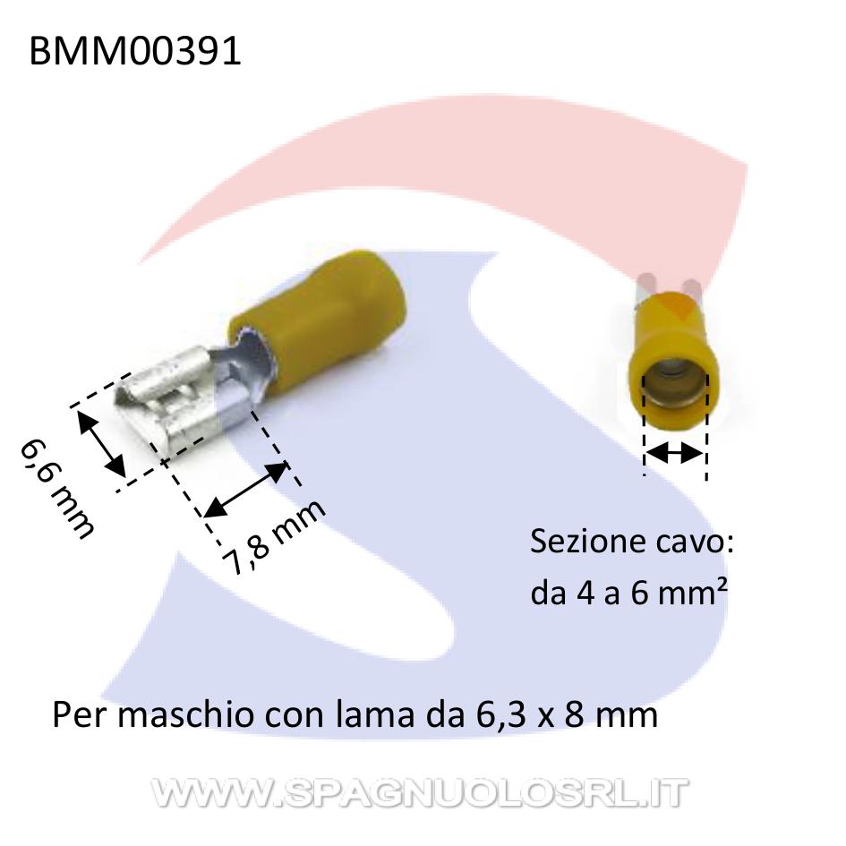 Faston femmina isolato Giallo con lama di 6,6 x 7,8 mm - BMM 00391