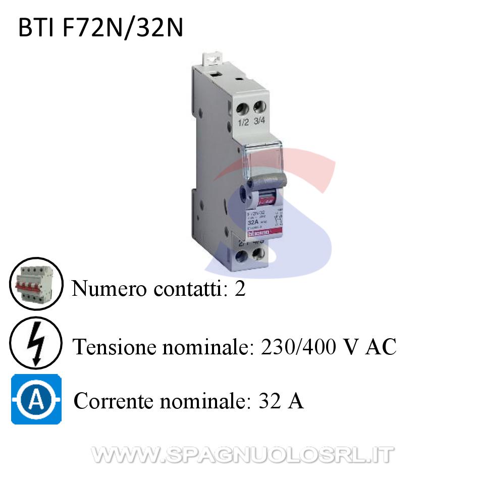 Sezionatore bipolare 32 A 230/400 V 1 modulo - BTICINO F72N/32N