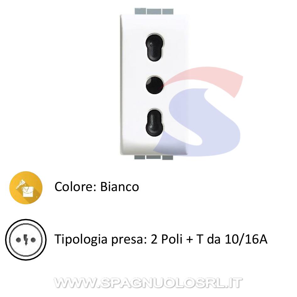 Presa bivalente serie "Luna" 2P+T da 10/16 A, Bianco - BTICINO C4180
