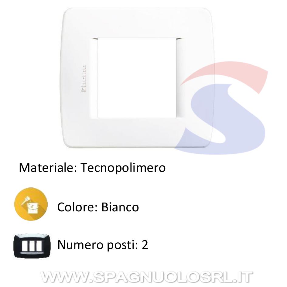 Placca rettangolare 2 posti colore Bianco serie Luna - BTICINO C4802BN