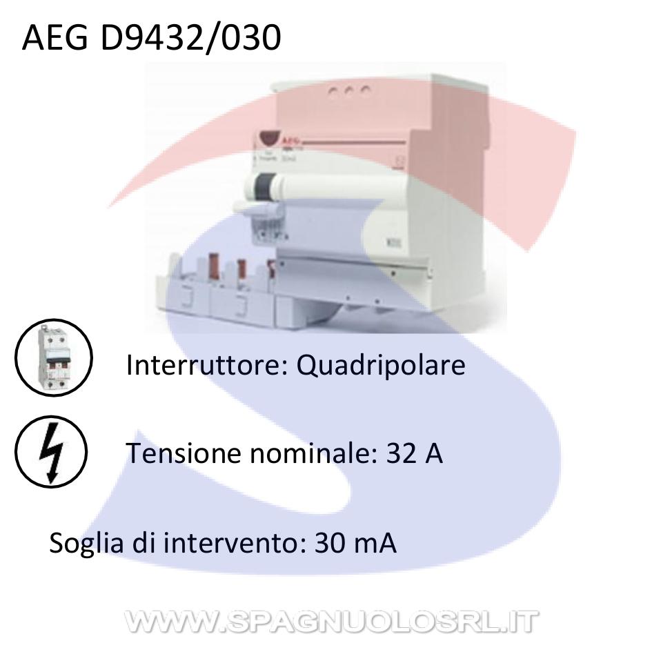 Blocco differenziale aggiuntivo 32 A 30 mA serie D9 - AEG D9432/030