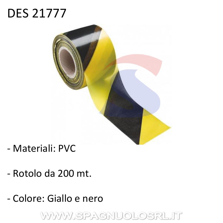 Nastro segnaletico in PVC 200 mt, Giallo/Nero - DE SANTIS 21777