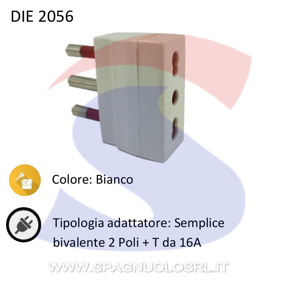 Adattatore Semplice Bivalente Diemme 2 Poli + T 16A, Bianco - DIEMME 2056