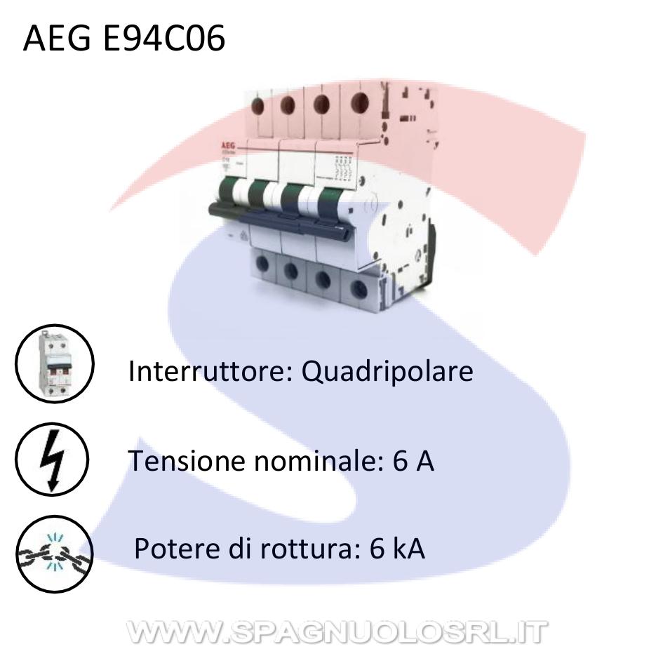 Interruttore automat. quadripolare Serie E90 AEG Elfa90; 6 A - AEG E94C06