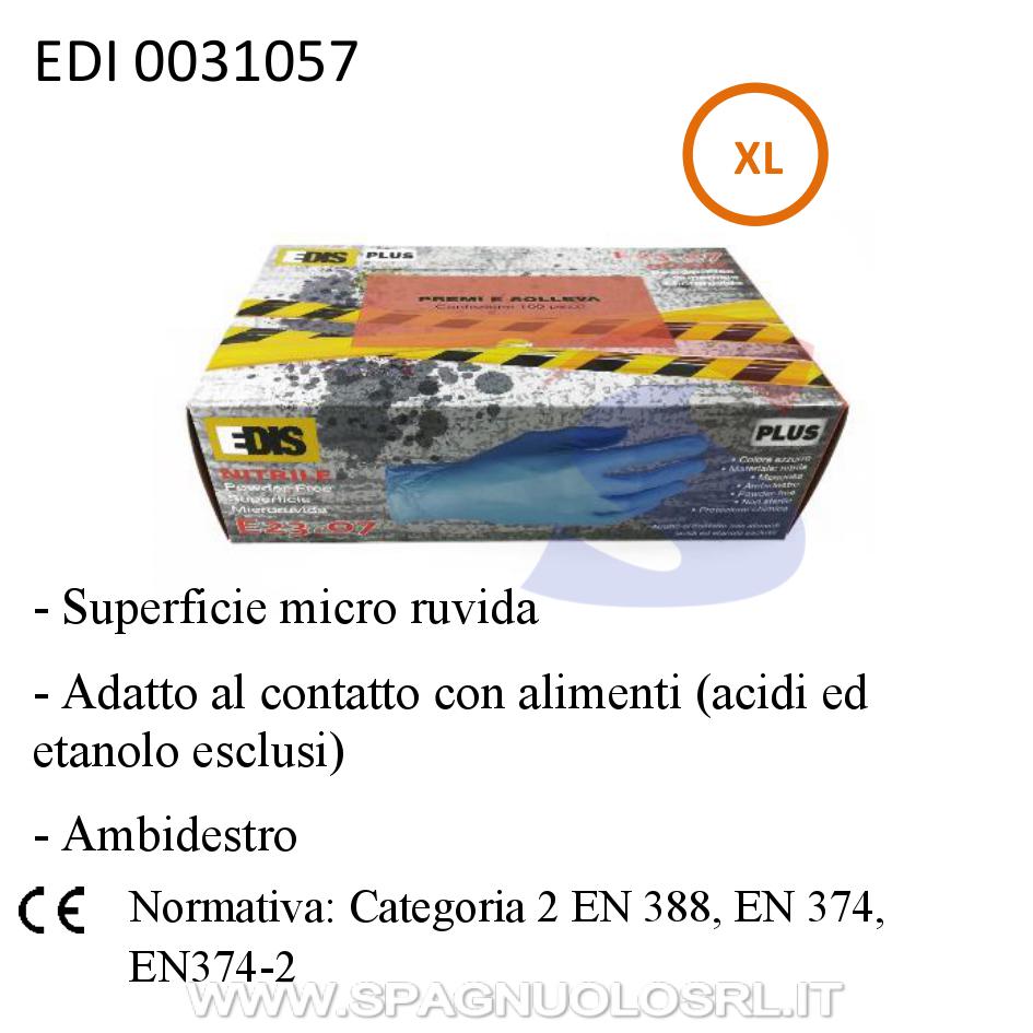 Guanti monouso E23.07 in nitrile senza polvere TG. XL, Blu - EDIS 0031057
