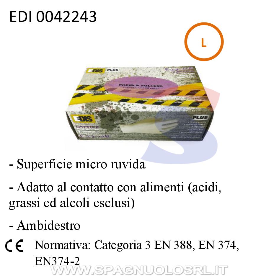 Guanti monouso in lattice E23.08 taglia L, Bianco - EDIS 0042243