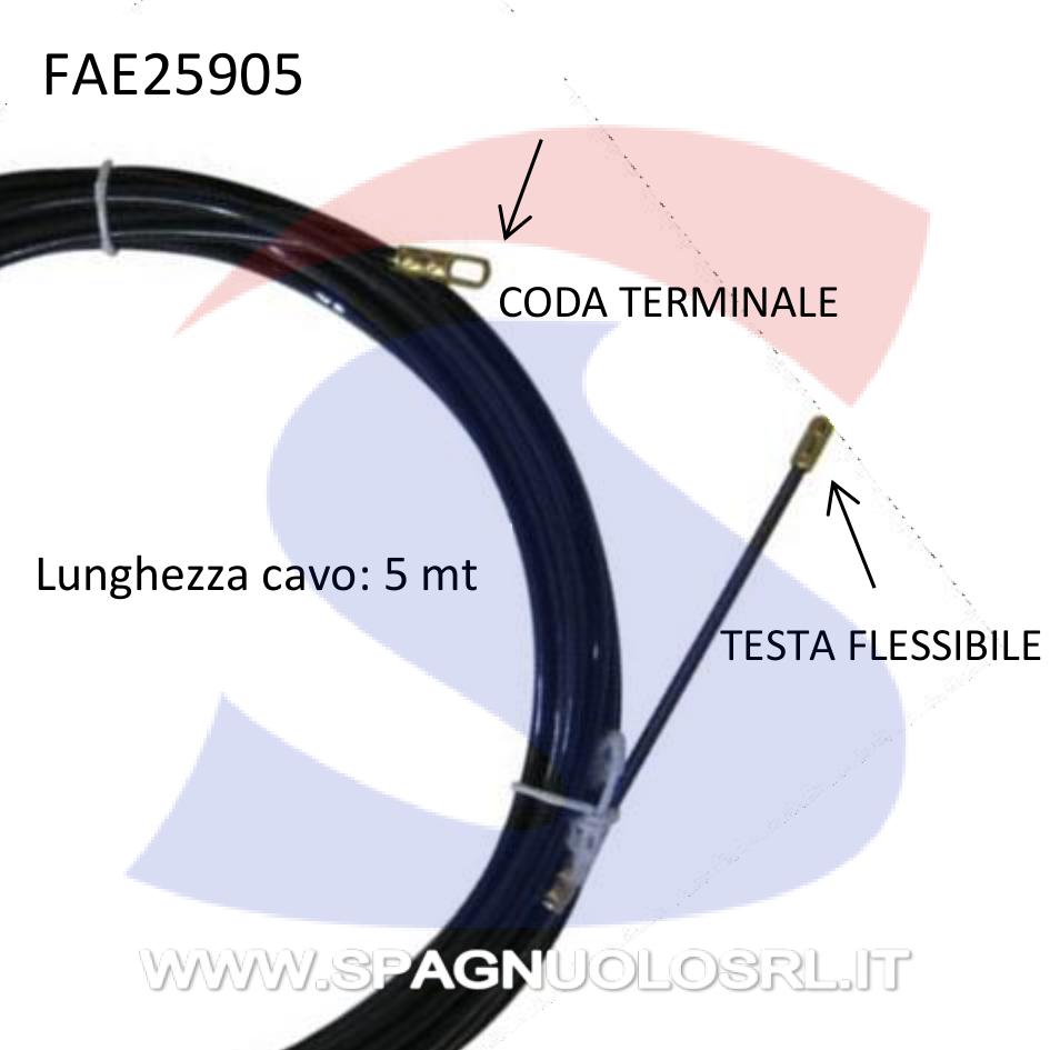 Sonda tiracavi lunga 5 mt avente Ø 4 mm, di colore Nero - FAEG 25905