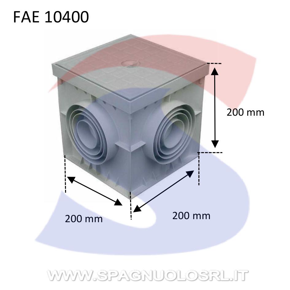 Pozzetto in materiale plastico 200x200x200 mm con coperchio - FAEG 10400