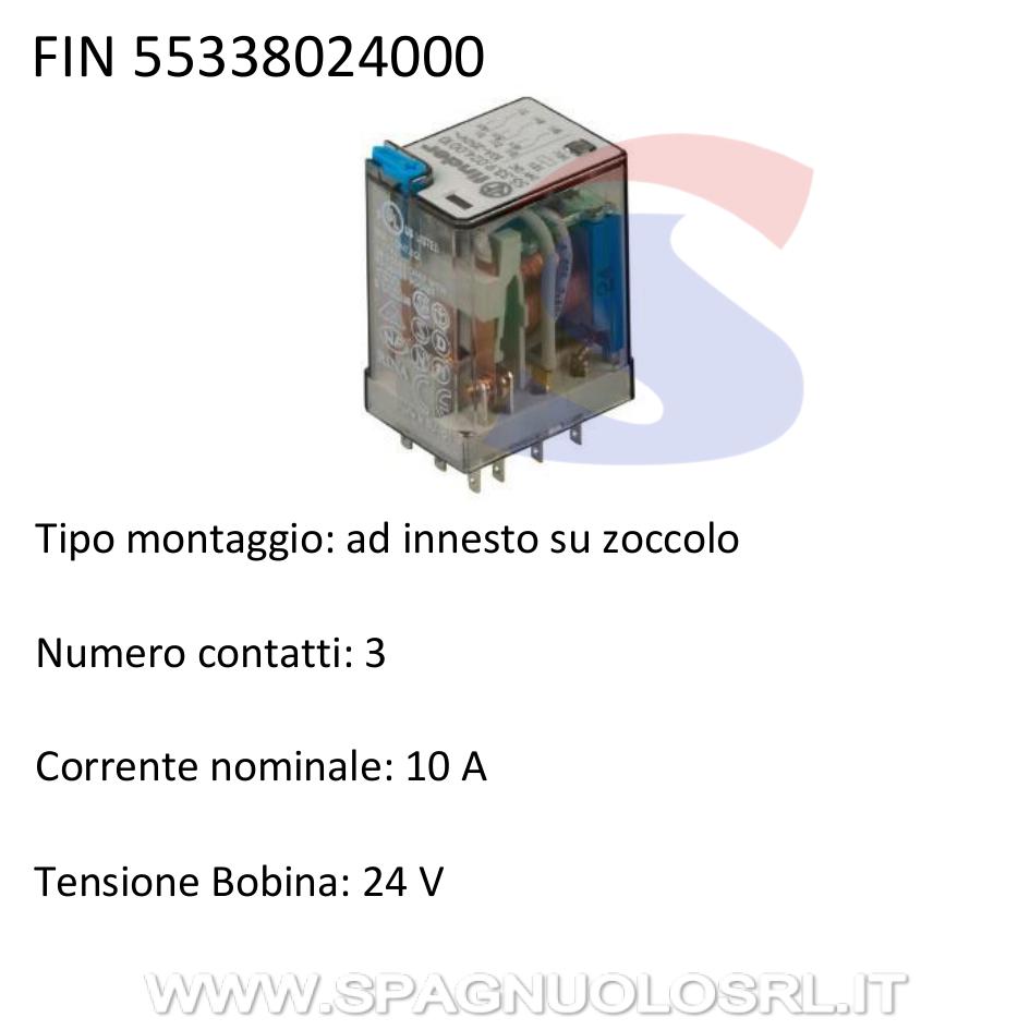 Relè serie 55 ad innesto su zoccolo 3 contatti, 10 A - FINDER 55338024000
