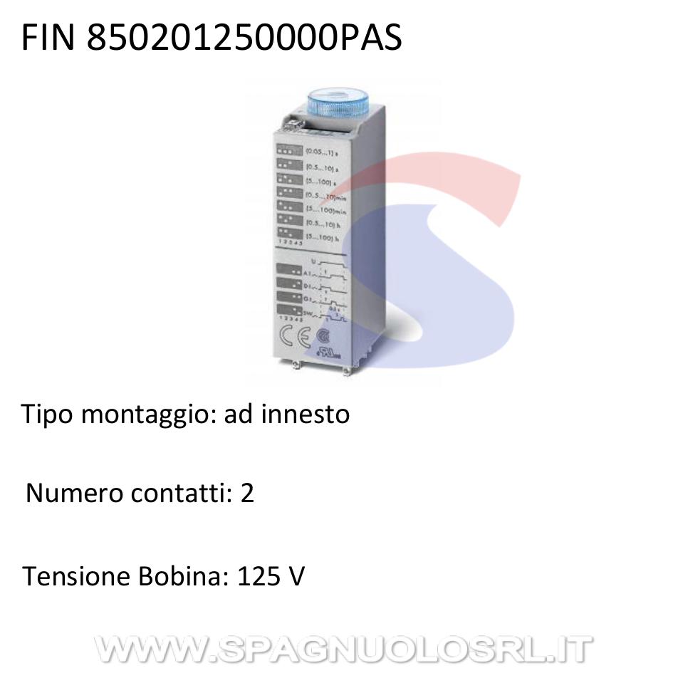 Relè serie 85 temporizzato ad innesto 2 contatti, 10 A - FINDER 850201250000PAS