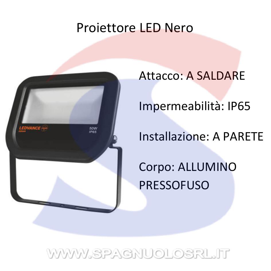 Proiettore Nero da Esterno 50W Luce Fredda 6500° - LEDVANCE FLOOD50865BG2