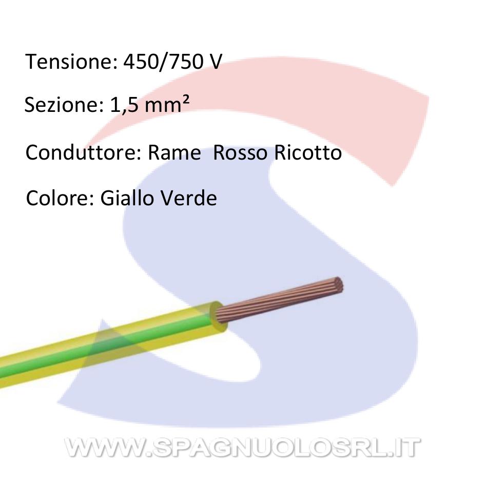 Cavo FS17 1X1,5 Giallo/Verde - 9X9 CAVI FS171X1,5GV