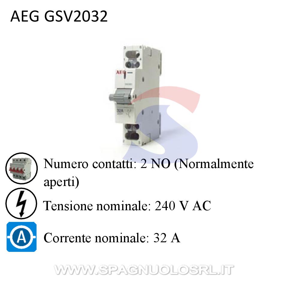 Commutatore bipolare 32 A 240 V, 1 modulo - AEG GSV2032/ANN