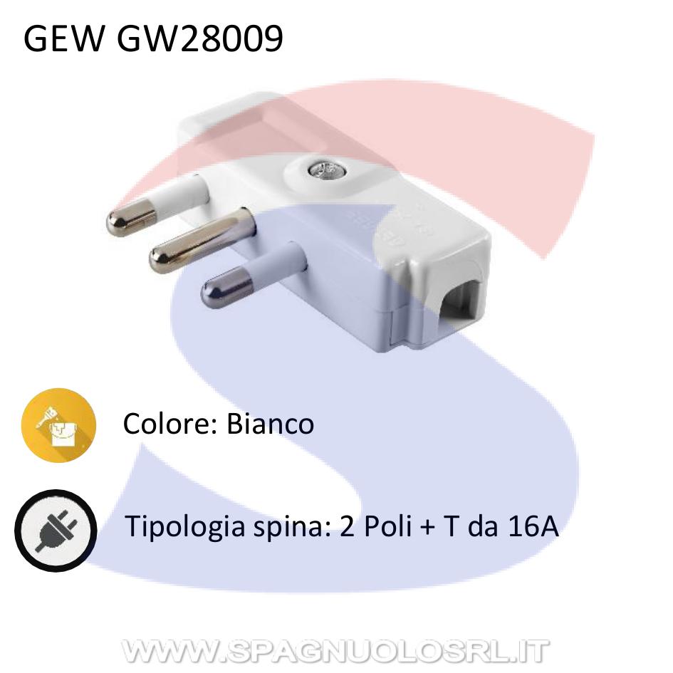 Spina mobile 90° GEWISS 2 Poli+T 16 A, Bianco - GEWISS GW28009