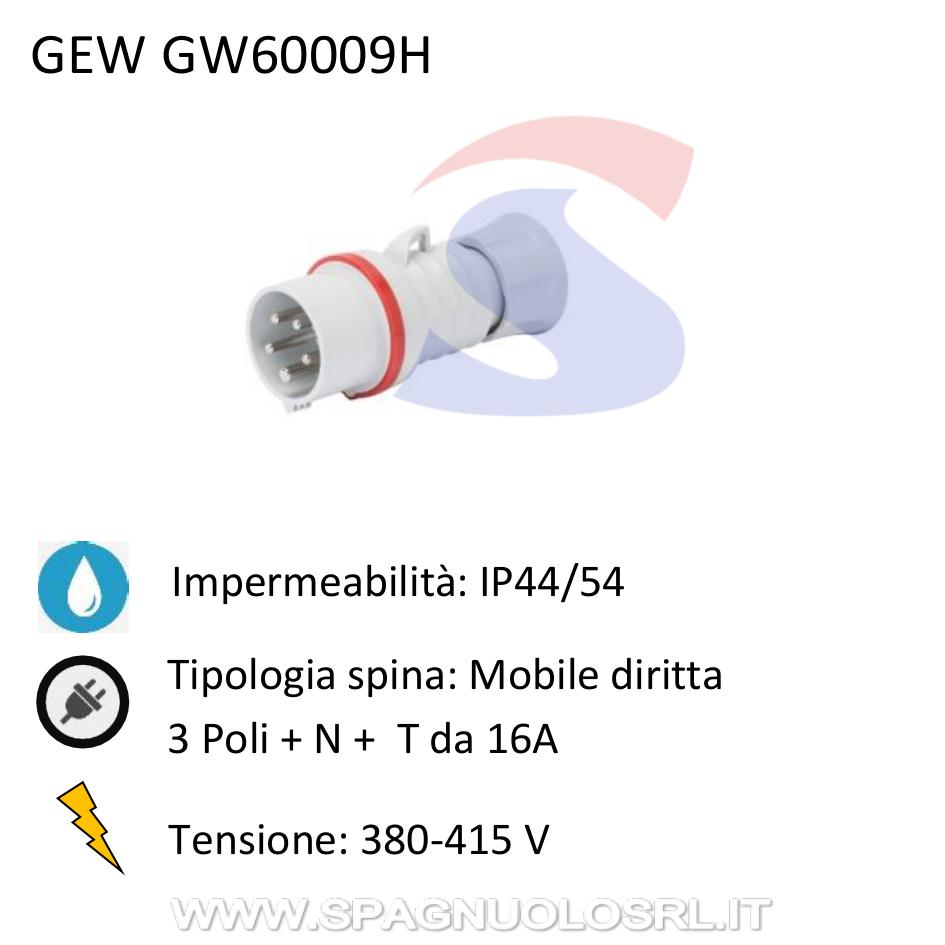 Spina industriale mobile diritta 3P+N+T 16A 380-415 V, Rosso - GEWISS GW60009H