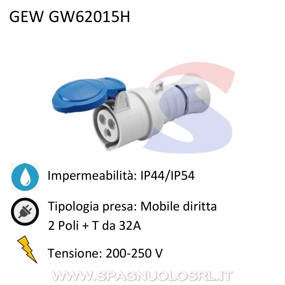Presa industriale mobile diritta 2P+T da 32 A 200-250 V, Blu - GEWISS GW62015H