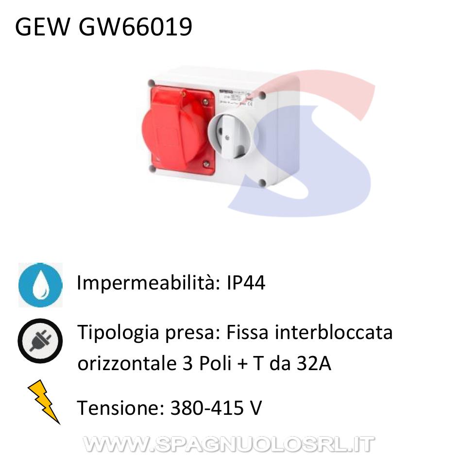 Presa fissa orizzontale 3P +T 32A 380-415 V, Rosso - GEWISS GW66019