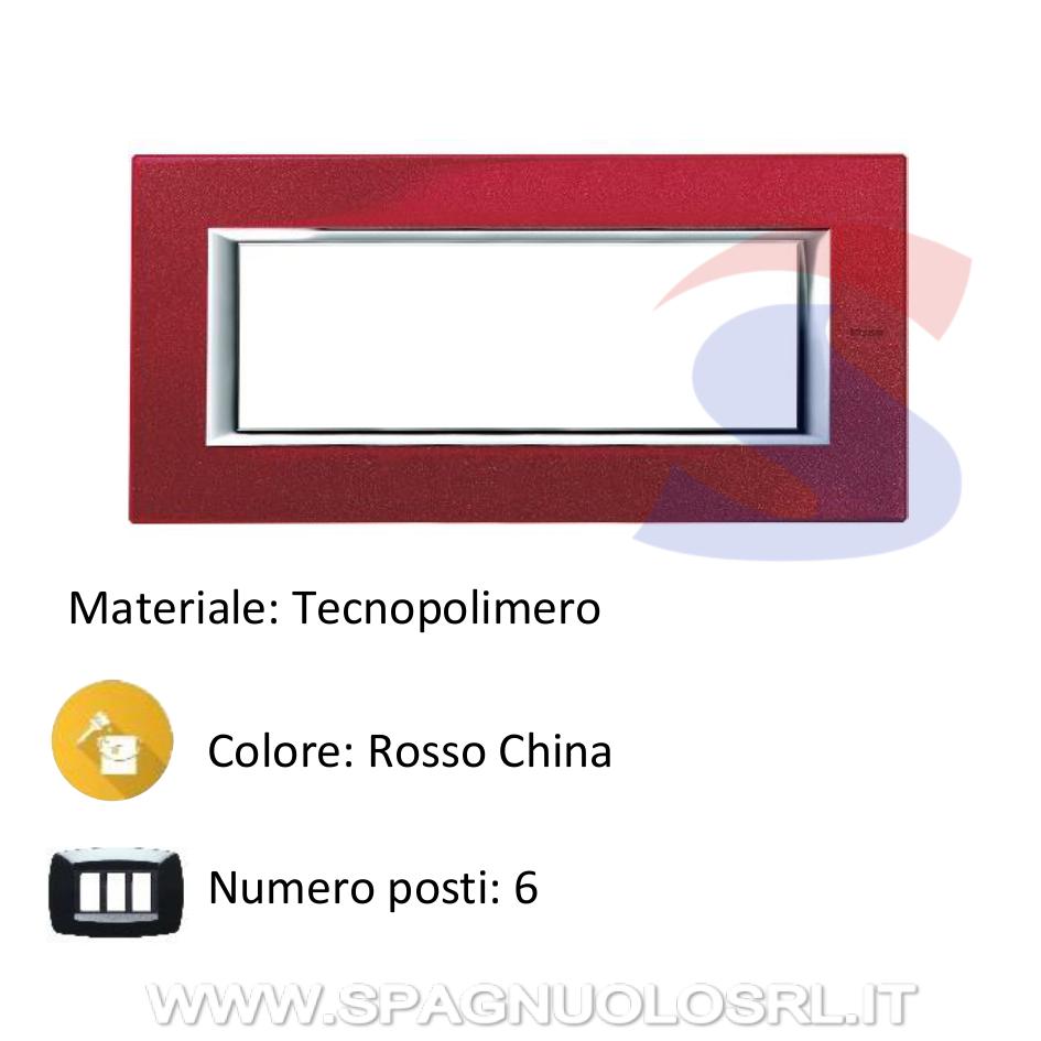 Placca 6 posti colore Rosso China serie Axolute - BTICINO HA4806RC